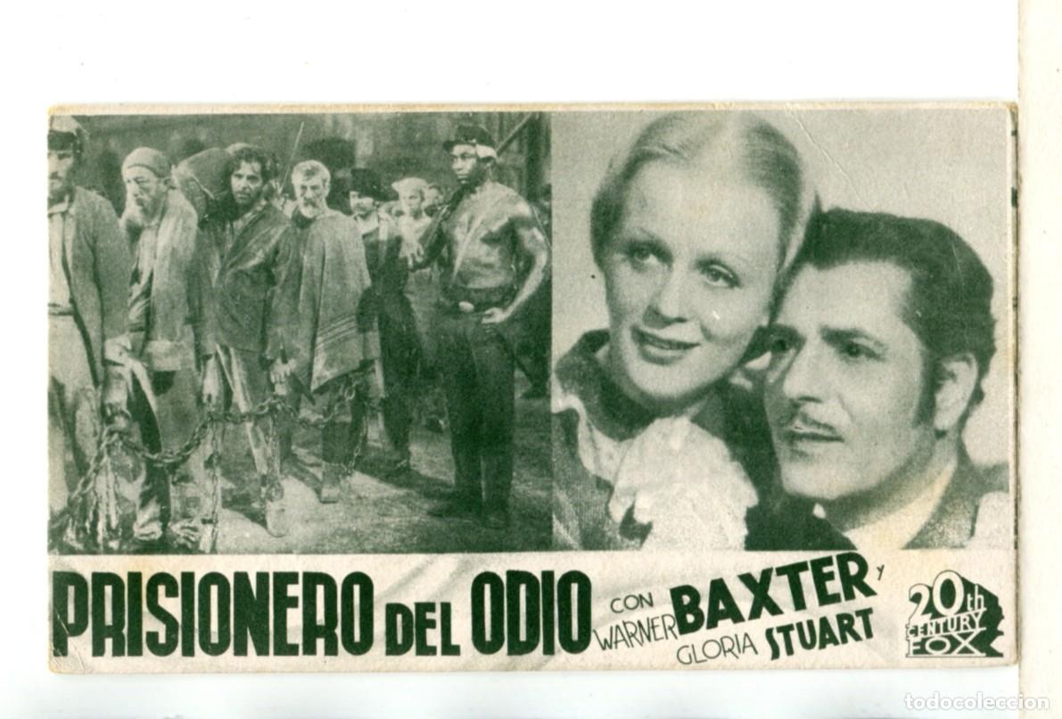 Folhetos de m&atilde;o de filmes antigos de cinema: PRISIONERO DEL ODIO, con Warner Baxter.