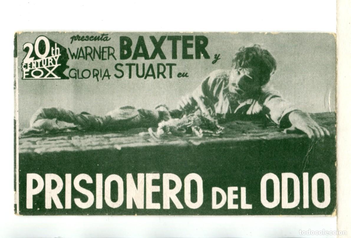 Folhetos de m&atilde;o de filmes antigos de cinema: PRISIONERO DEL ODIO, con Warner Baxter.