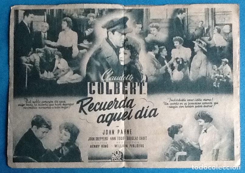 Cine: PROGRAMA DE CINE DOBLE . RECUERDA AQUEL DIA. ENVIO INCLUIDO. - Foto 2