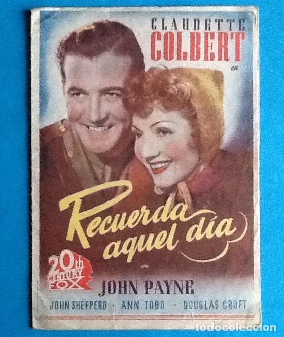 Cine: PROGRAMA DE CINE DOBLE . RECUERDA AQUEL DIA. ENVIO INCLUIDO. - Foto 3