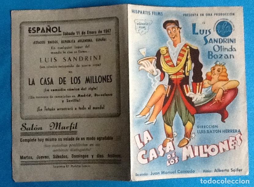 Cine: PROGRAMA DE CINE DOBLE . LA CASA DE LOS MILLONES.. ENVIO INCLUIDO. - Foto 1