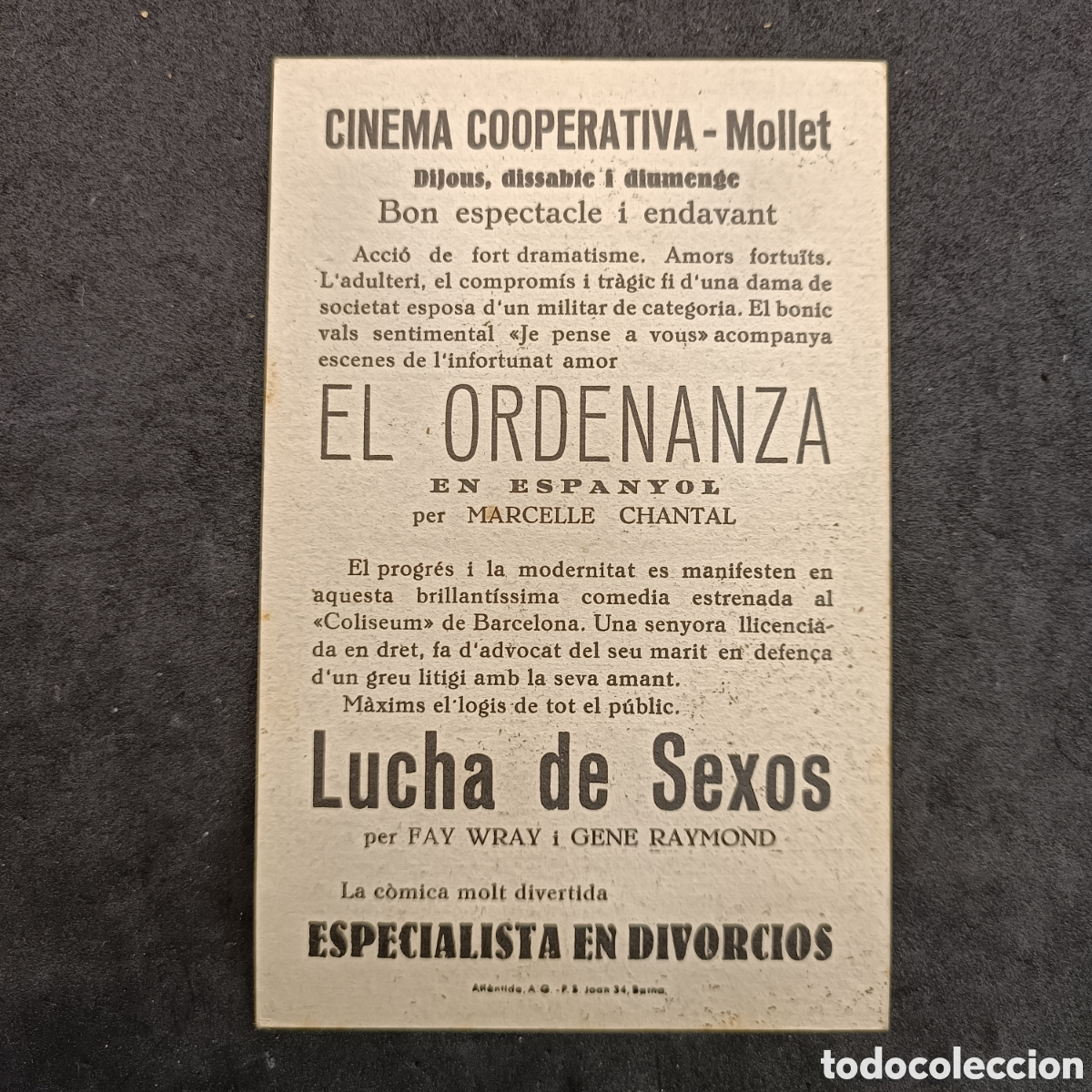 Cine: Programa Lucha de sexos , Columbia, cine Mollet - Foto 2
