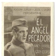 Cine: PTCC2 19 EL ANGEL PECADOR PROGRAMA DESPLEGABLE PARAMOUNT GARY COOPER NANCY CARROLL. Lote 396405219