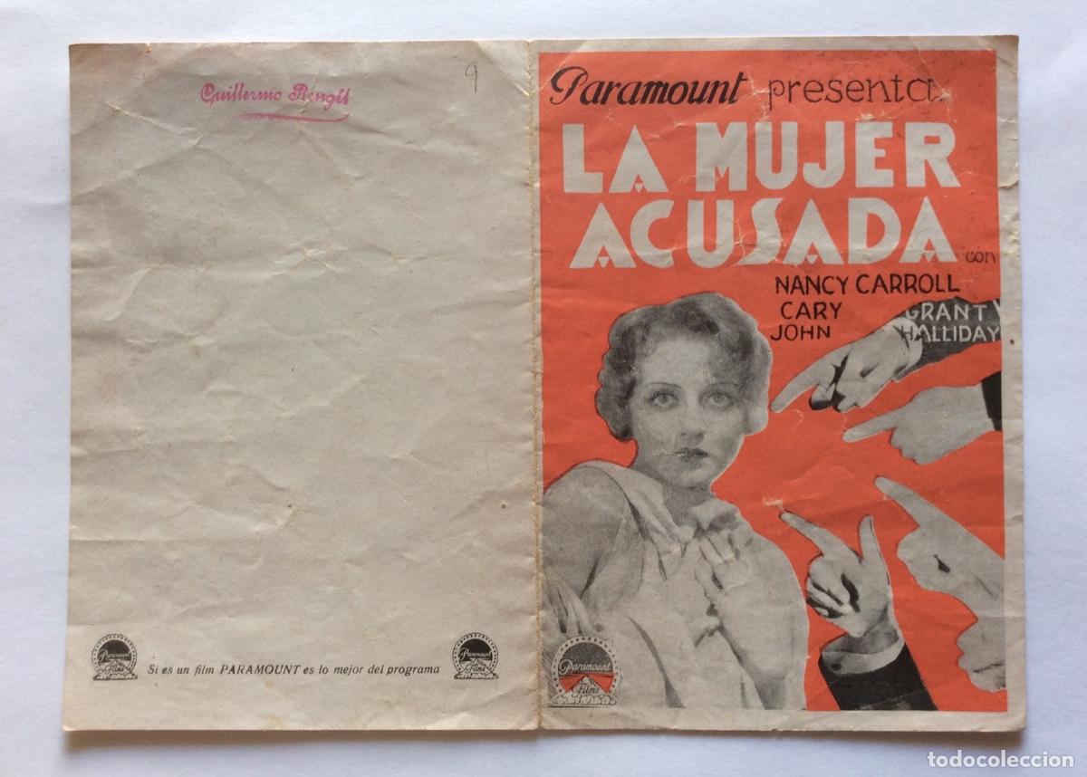 Cine: PROGRAMA DOBLE SIN CINE IMPRESO PARAMOUNT LA MUJER ACUSADA CARY GRANT NANCY CARROLL
