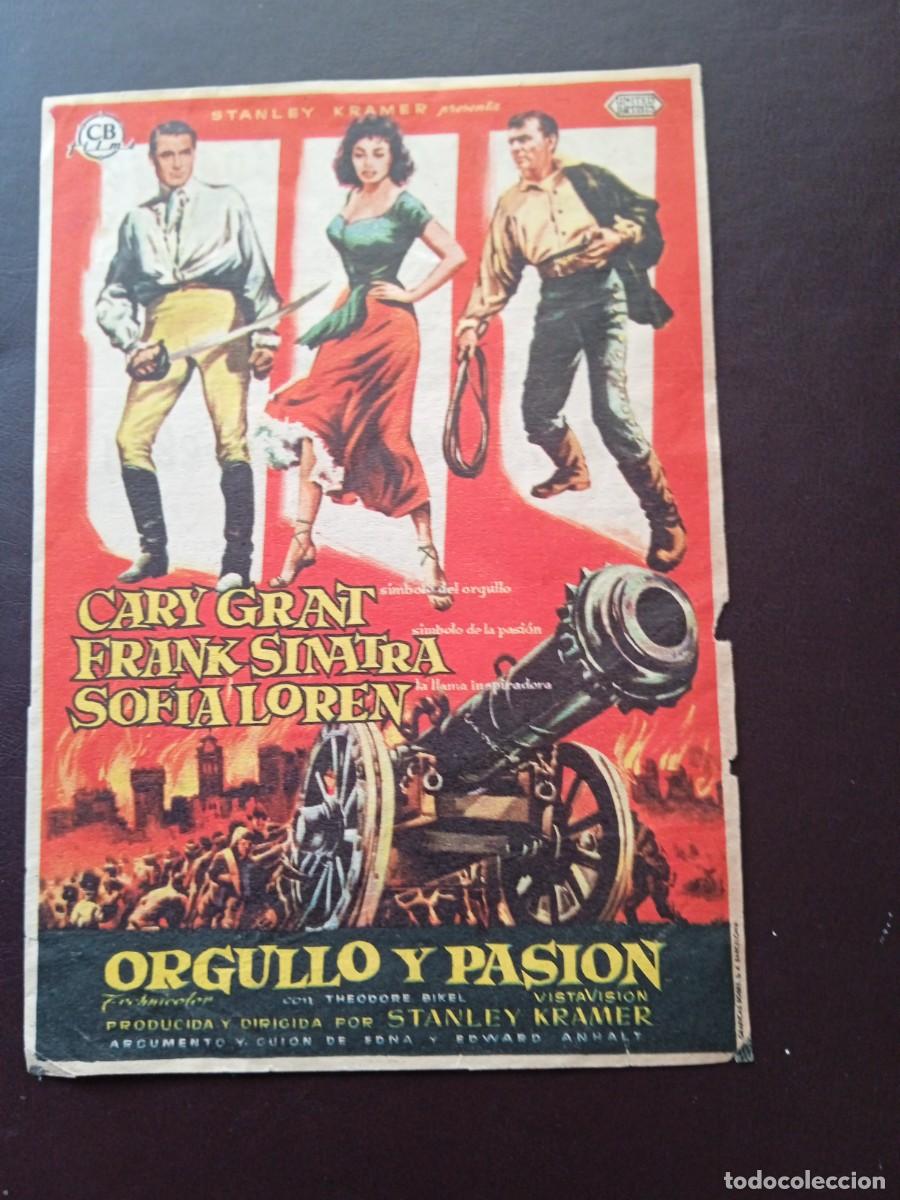Folhetos de m&atilde;o de filmes antigos de cinema: Orgullo y pasi&oacute;n con publicidad Teatro del Bosque