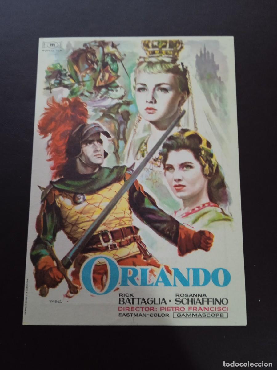 Folhetos de m&atilde;o de filmes antigos de cinema: Orlando con publicidad Odeon