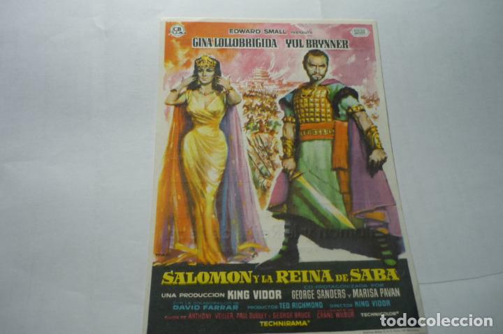 Folhetos de m&atilde;o de filmes antigos de cinema: PROGRAMA SALOMON Y LA REINA DE SABA YUL BRYNNER PUBLICIDAD-FANTASIO-ALCAZAR -SOLLER???