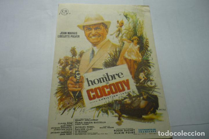 Folhetos de m&atilde;o de filmes antigos de cinema: programa el hombre de cocody.-jean marais publicidad