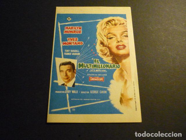Cine: EL MULTIMILLONARIO MARYLIN MONROE PROGRAMA DE MANO SIN PUBLICIDAD - Foto 1