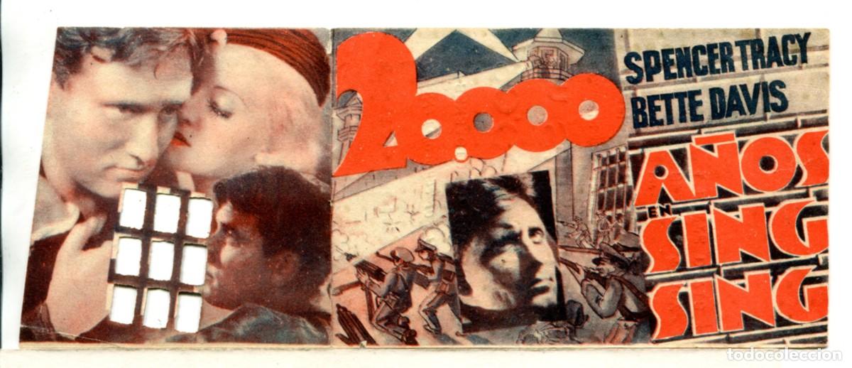 Folhetos de m&atilde;o de filmes antigos de cinema: 20000 A&Ntilde;OS EN SING SING, con Spencer Tracy.