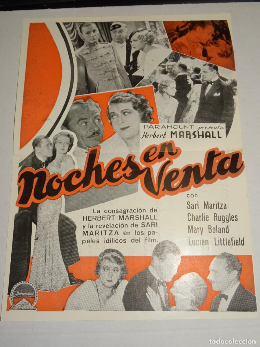 Cine: PROGRAMA DE CINE - NOCHES EN VENTA - HERBERT MARSHALL, SARI MARITZA - BUEN ESTADO - Foto 2