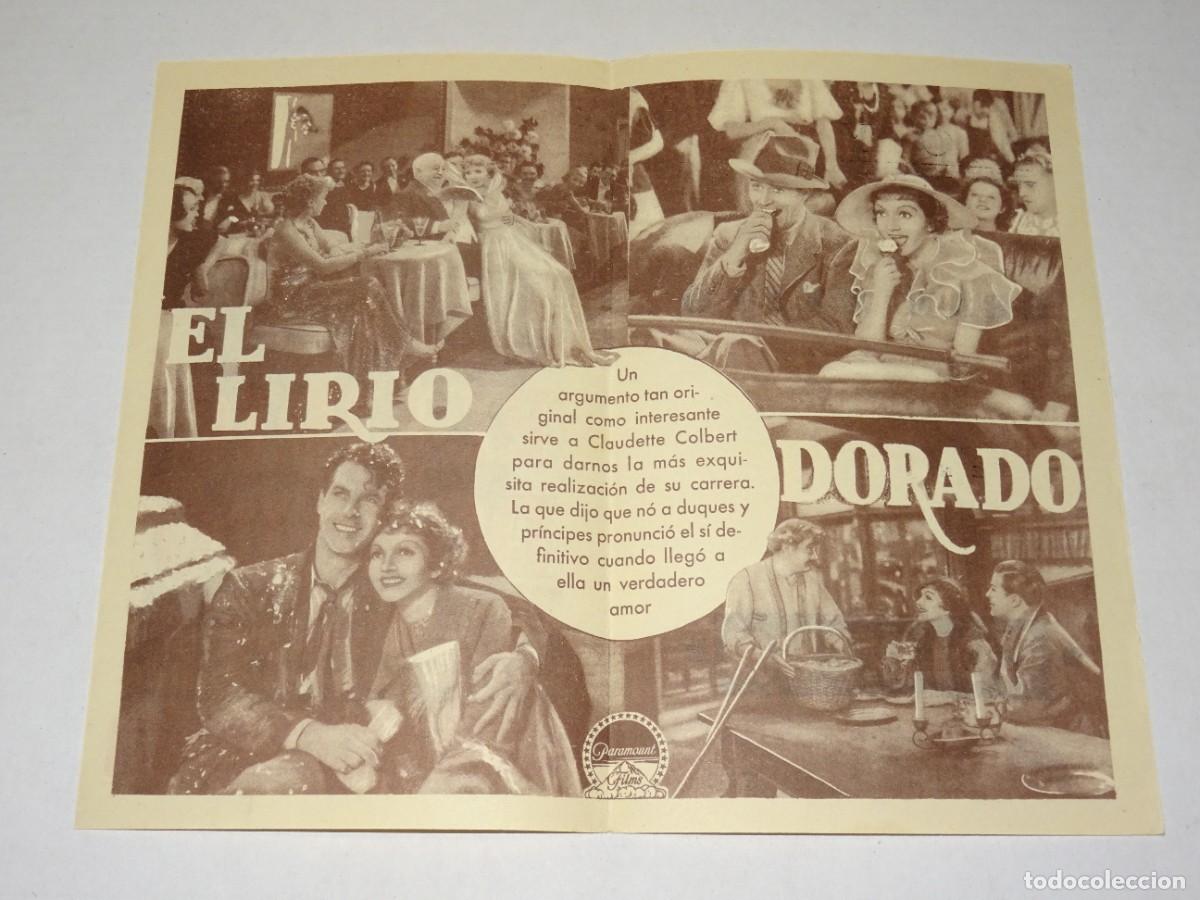 Cine: PROGRAMA DE CINE - EL LIRIO DORADO - CLAUDETTE COLBERT - BUEN ESTADO - Foto 2