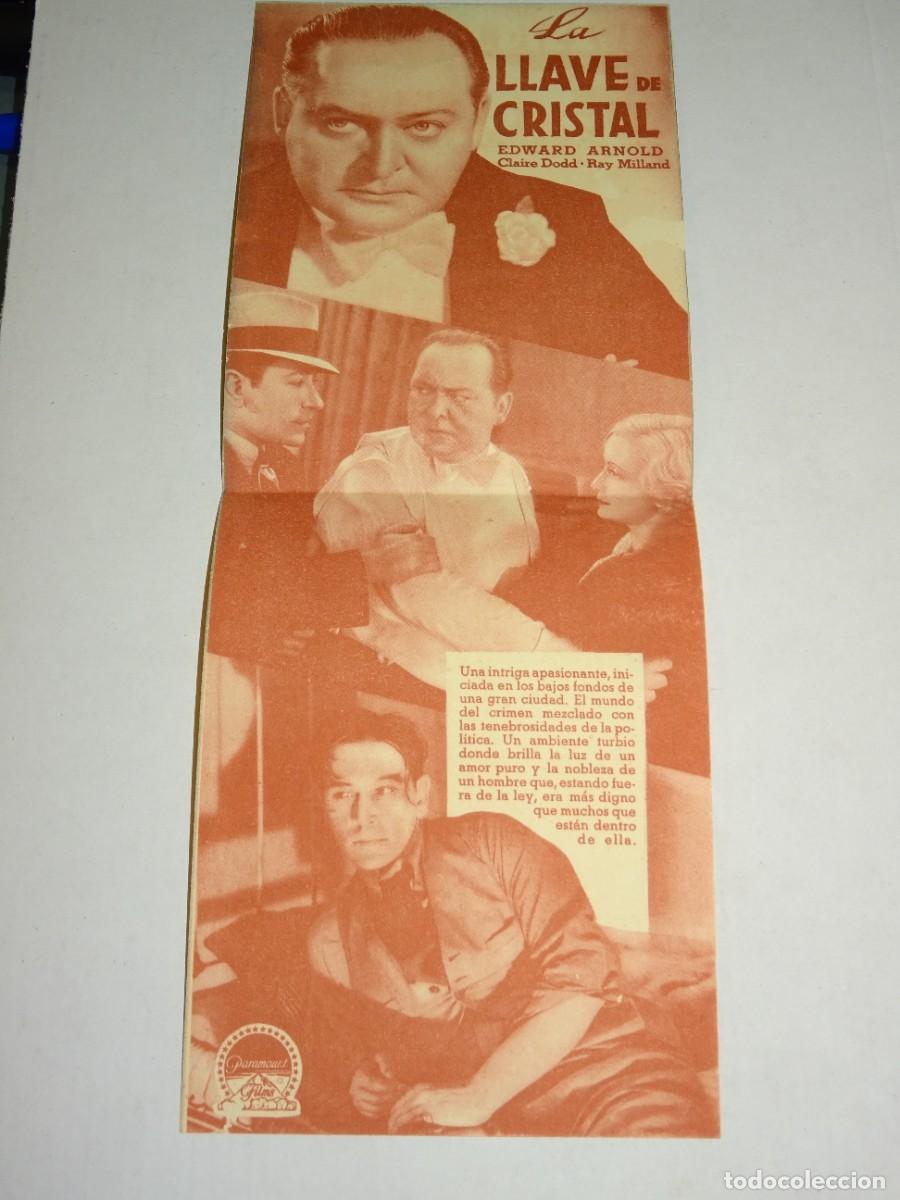 Cine: PROGRAMA DE CINE - LA LLAVE DE CRISTAL - GEORGE RAFT - BUEN ESTADO - Foto 2