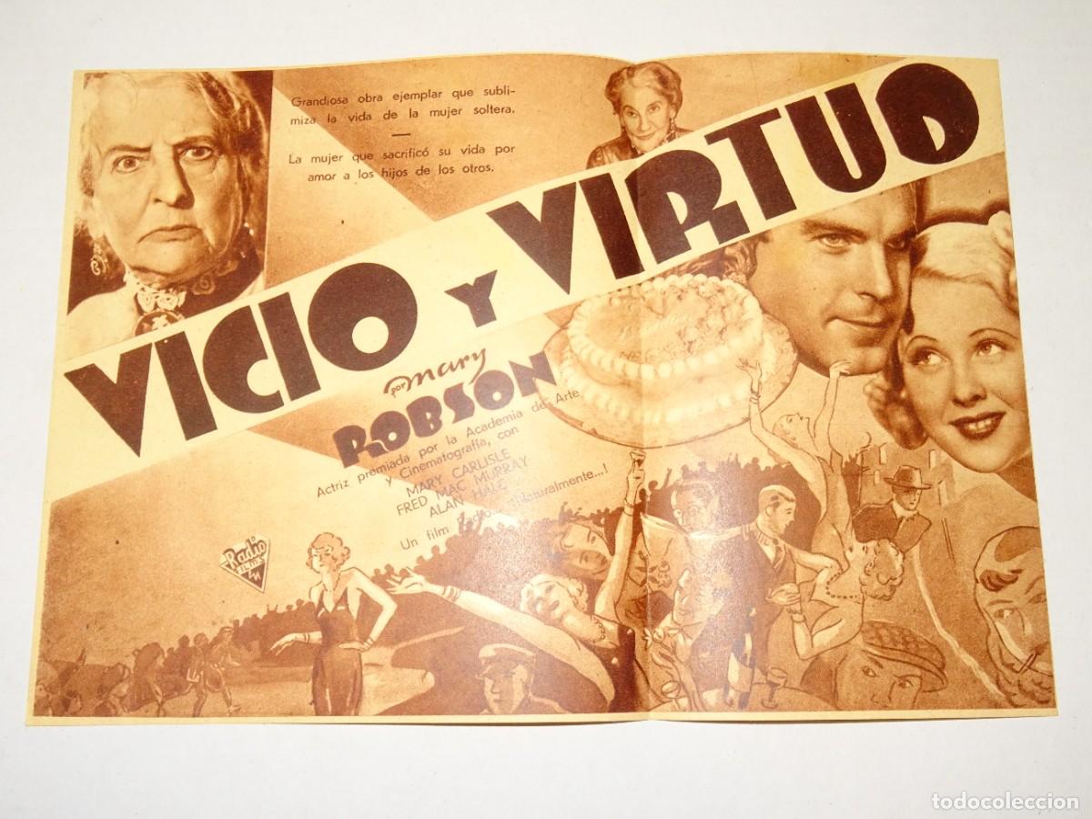 Cine: PROGRAMA DE CINE - VICIO Y VIRTUD - MARY ROBSON - BUEN ESTADO - Foto 2