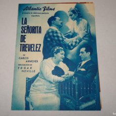 Cine: PROGRAMA DE CINE - LA SEÑORITA DE TREVELEZ - CARLOS ARNICHES- BUEN ESTADO. Lote 401262449