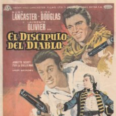 Cine: CINE - PROGRAMA MANO ANTIGUO - EL DISCIPULO DEL DIABLO - BURT LANCASTER - KIRT DOUGLAS. Lote 401467939