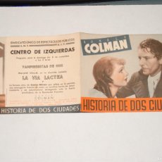 Cine: PROGRAMA DE CINE - RONALD COLMAN - HISTORIA DE DOS CIUDADES, CNT - AIT - BUEN ESTADO. Lote 402174484
