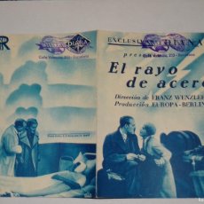 Cine: PROGRAMA DE CINE - EL RAYO DE ACERO - FRANZ WENZLER - BUEN ESTADO. Lote 402175959