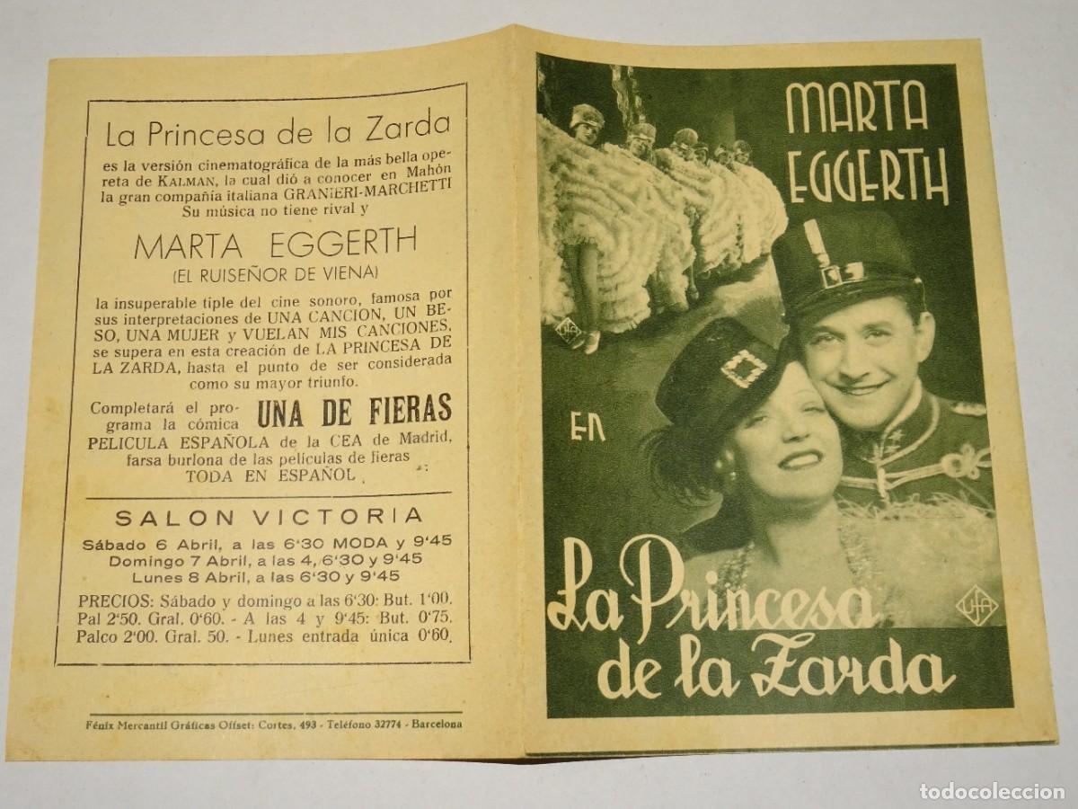 Cine: PROGRAMA DE CINE - LA PRINCESA DE LA ZARDA - MARTA EGGERTH - BUEN ESTADO - Foto 1