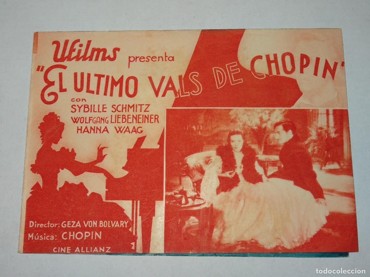Cine: PROGRAMA DE CINE - EL &Uacute;LTIMO VALS DE CHOPIN - A&Ntilde;O 1939 - BUEN ESTADO - Foto 1