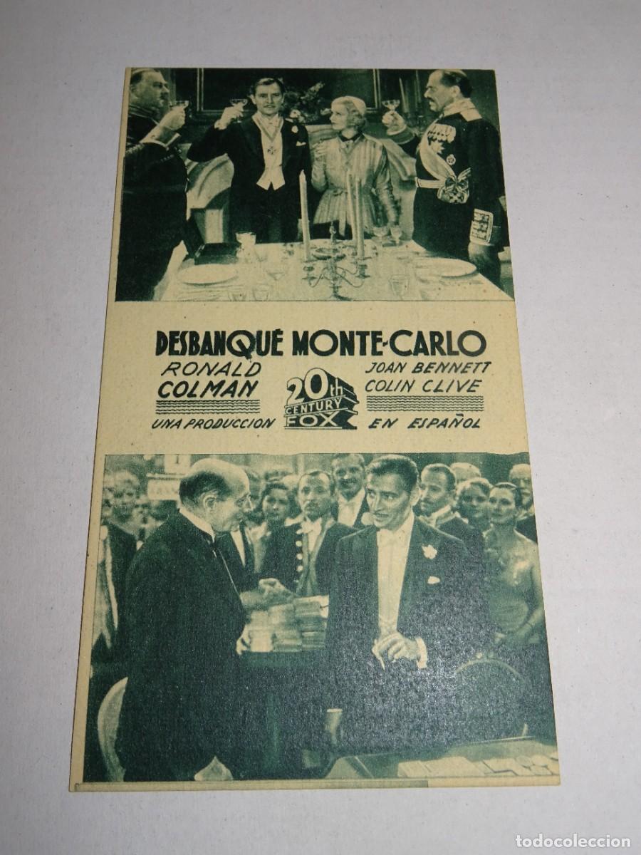 Cine: PROGRAMA DE CINE - DESBANQUE MONTE CARLO - BUEN ESTADO - Foto 1
