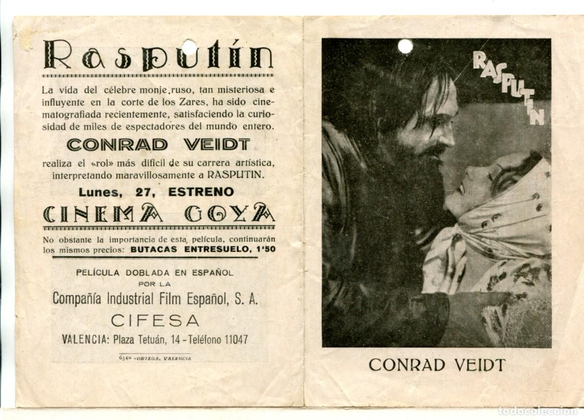 Kino: RASPUT&Iacute;N, con Conrad Veidt.