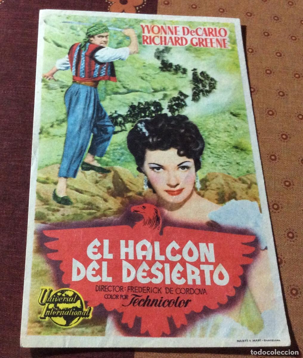 Cinema: FOLLETO DE MANO EL HALCON DEL DESIERTO. Y. DE CARLO. PUBLICIDAD CINE PERLLO