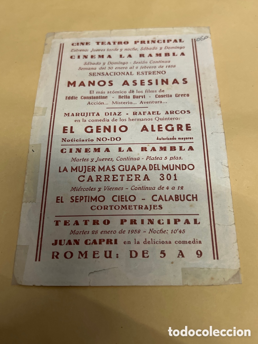 Cine: T1/E2/364. PROGRAMA DE CINE CON PUBLICIDAD MANOS ASESINAS - Foto 2