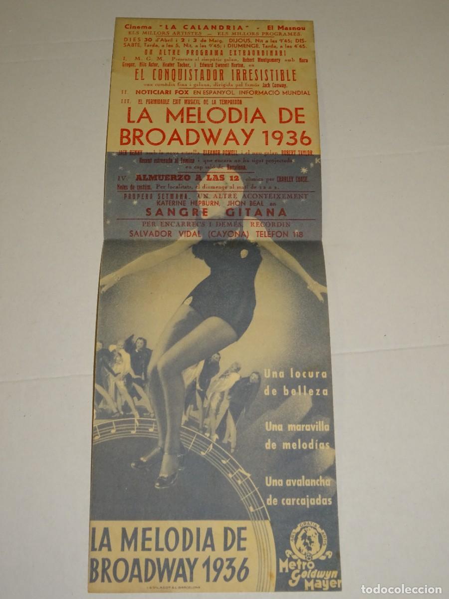 Cine: PROGRAMA DE CINE - LA MELODIA DE BROASWAY 1936 - BUEN ESTADO - Foto 2