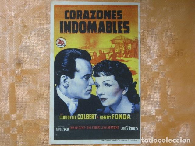 Cine: FOLLETO DE MANO CORAZONES INDOMABLES - Foto 1