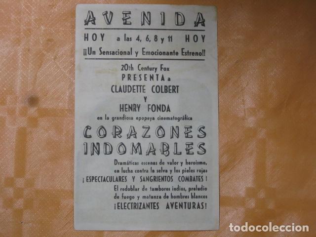 Cine: FOLLETO DE MANO CORAZONES INDOMABLES - Foto 2