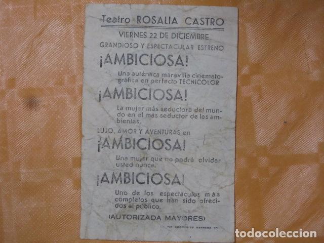 Cine: FOLLETO DE MANO AMBICIOSA - Foto 2