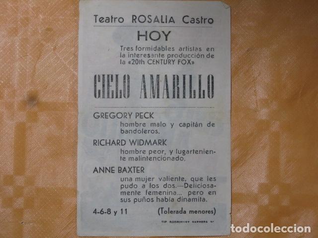 Cine: FOLLETO DE MANO CIELO AMARILLO - Foto 2