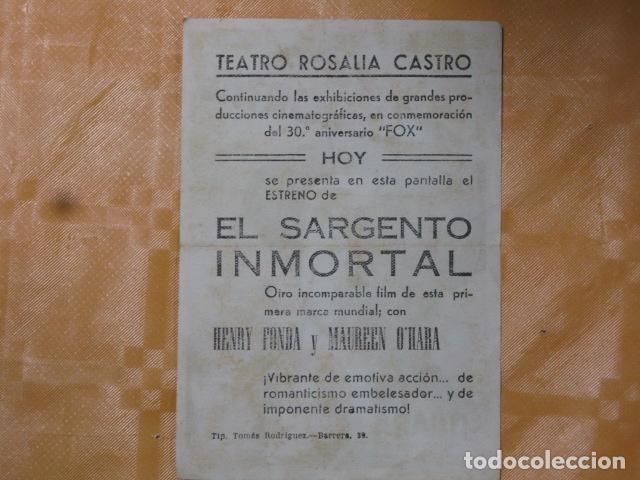 Cine: FOLLETO DE MANO EL SARGENTO INMORTAL - Foto 2
