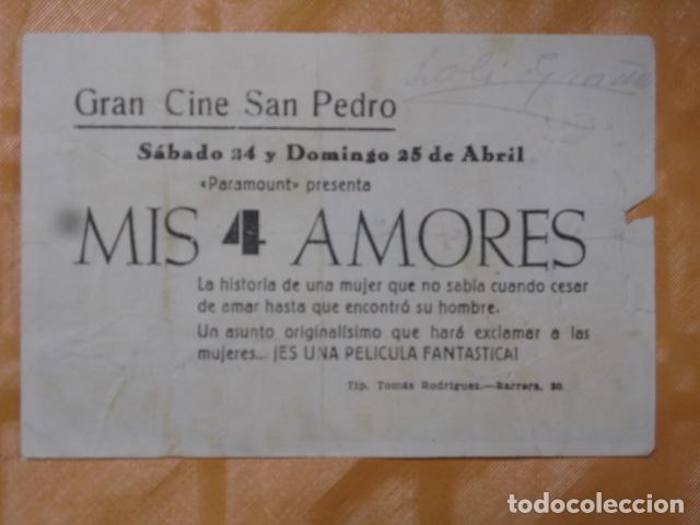 Cine: FOLLETO DE MANO MIS 4 AMORES - Foto 2