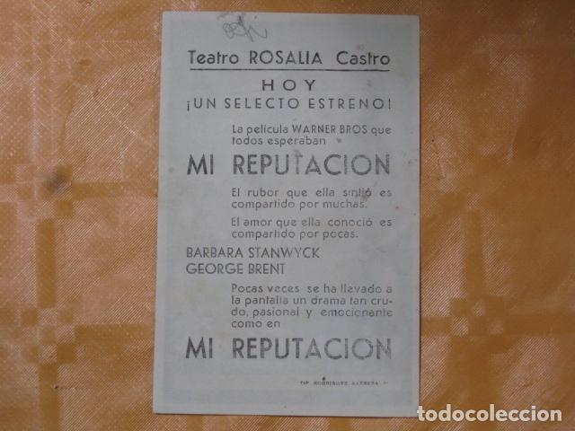 Cine: FOLLETO DE MANO MI REPUTACION - Foto 2