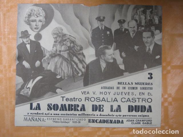 Cine: FOLLETO DE MANO LA SOMBRA DE LA DUDA - Foto 2