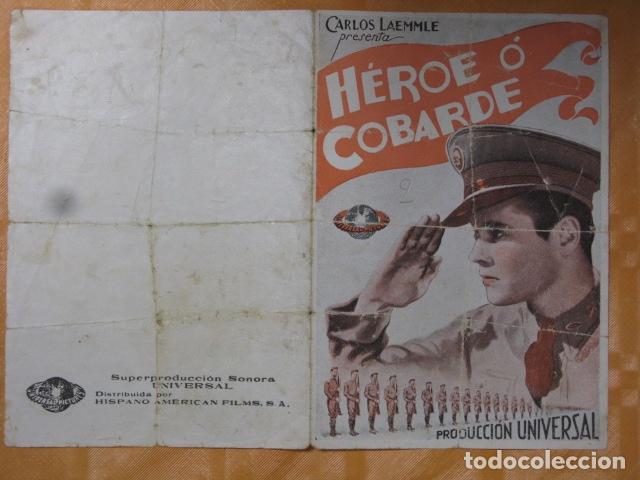 Cine: FOLLETO DE MANO HEROE O COBARDE - Foto 1