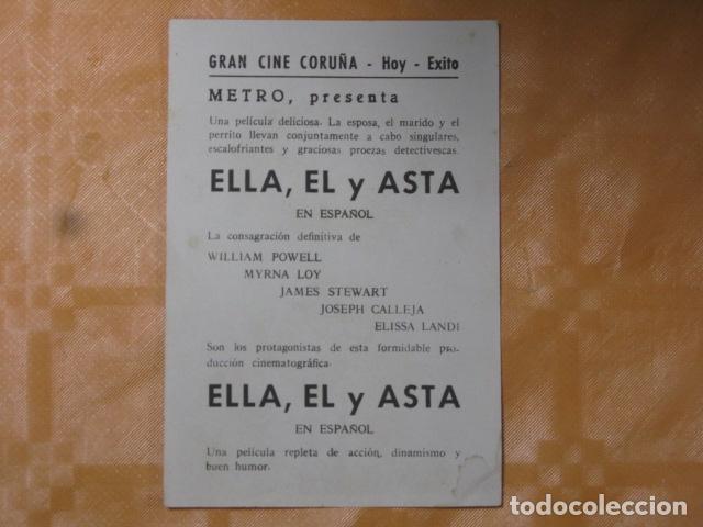 Cine: FOLLETO DE MANO ELLA EL Y ASTA - Foto 2