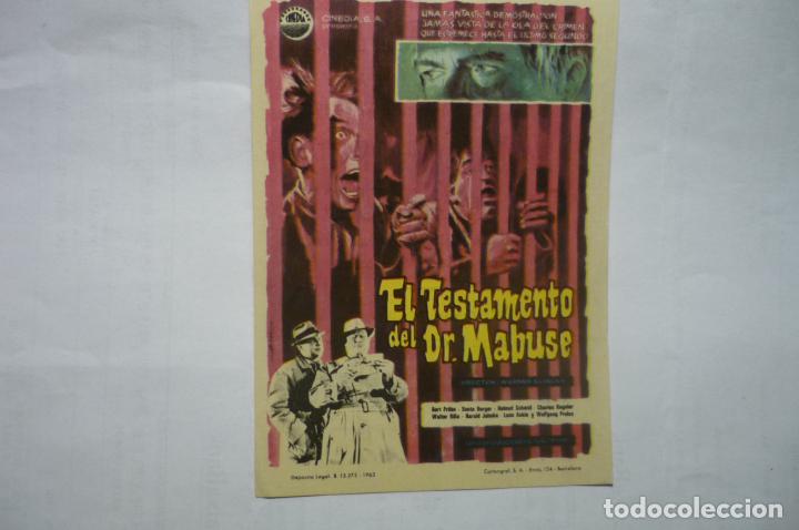Cine: programa el testamento del dr, mabuse - publicidad bartrina reus - Foto 1