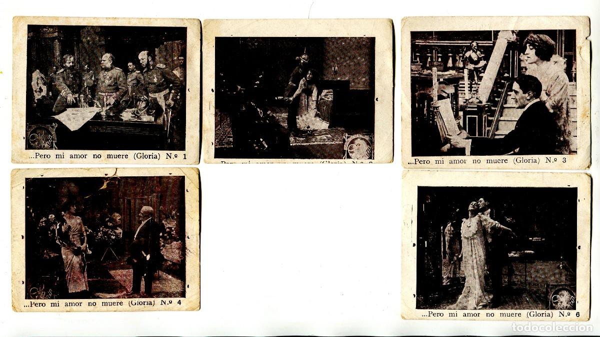  Foglietti di film di film antichi di cinema: PERO MI AMOR NO MUERE .5 CROMOS- FOTOTIPIAS, LOS N&ordm; 1,2,3,4 y 6. 1914-15.
