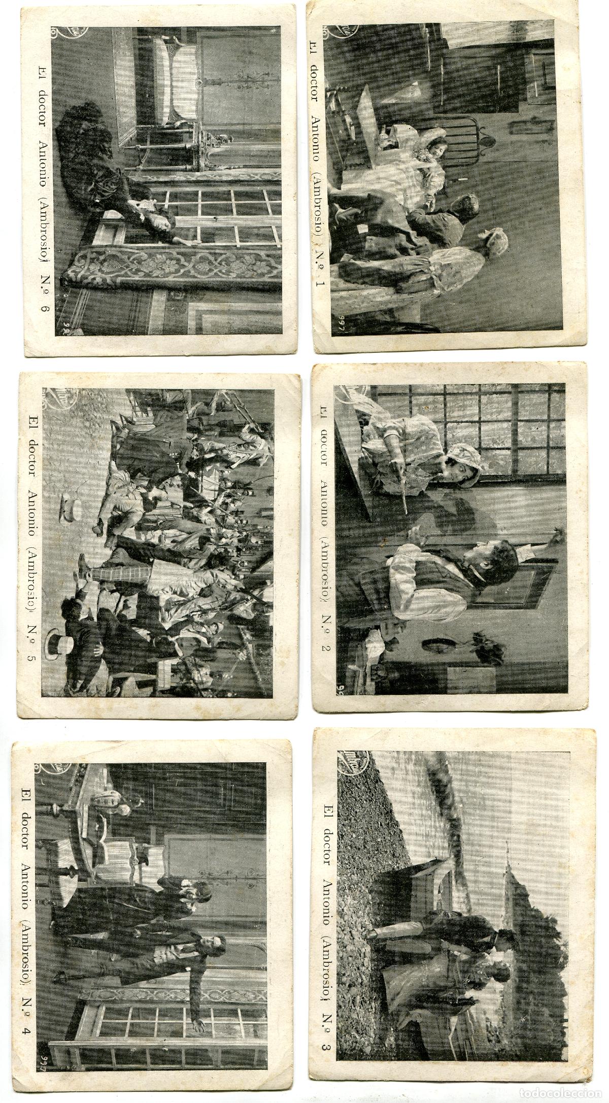  Flyers Publicitaires de films Anciens: EL DOCTOR ANTONIO .6 CROMOS- FOTOTIPIAS 7 X 9 cms., COLECCI&Oacute;N COMPLETA. 1913-15.