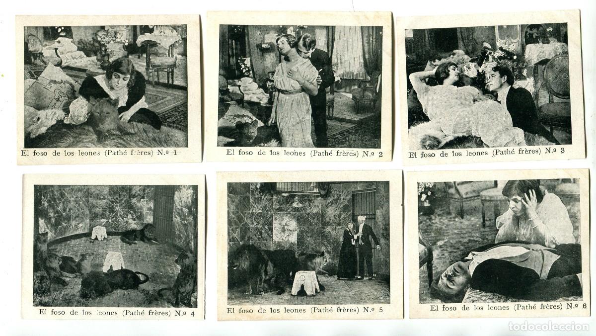 Cine: EL FOSO DE LOS LEONES. 6 CROMOS- FOTOTIPIAS 7 X 9 cms., COLECCI&Oacute;N COMPLETA. 1913-15.