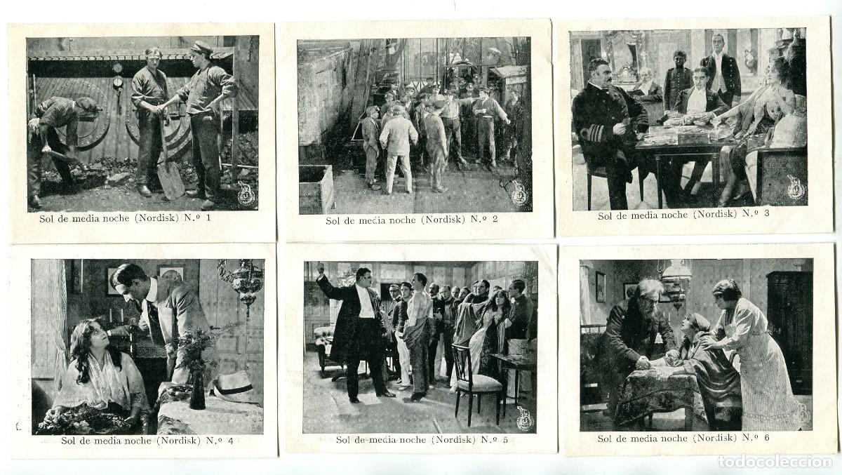 Cine: SOL DE MEDIANOCHE-6 CROMOS-FOTOTIPIAS 7 X 9 cms., COLECCI&Oacute;N COMPLETA. 1913-15.
