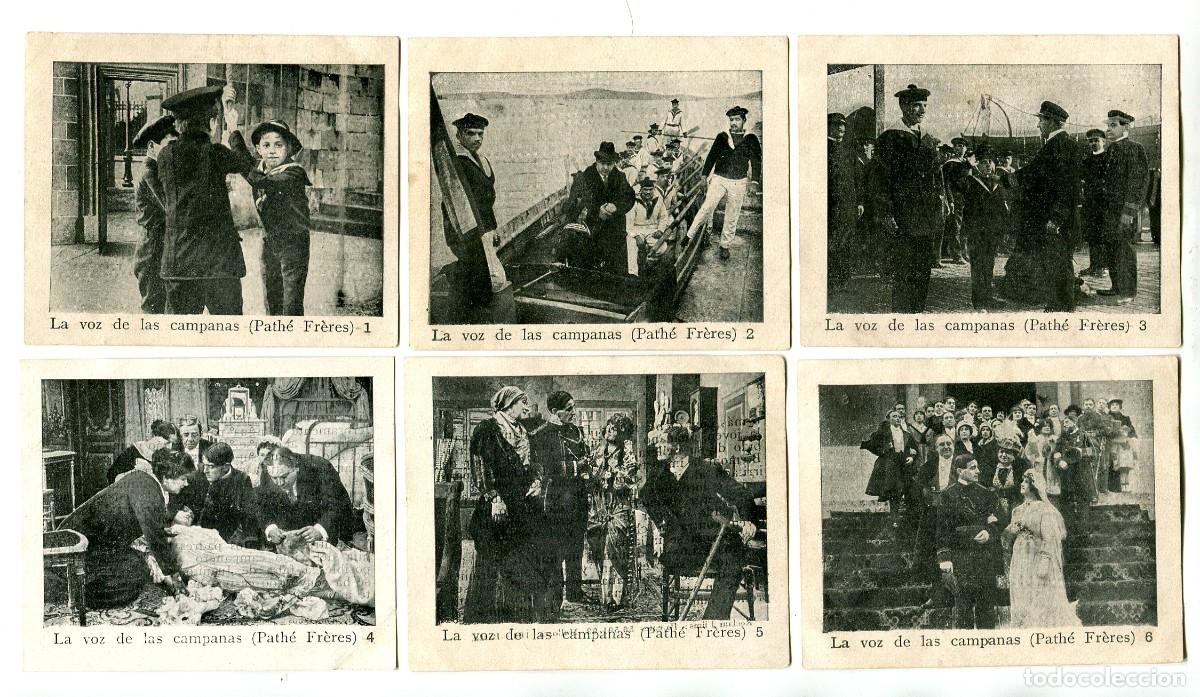 Cine: LA VOZ DE LAS CAMPANAS-6 CROMOS-FOTOTIPIAS 7 X 9 cms., COLECCI&Oacute;N COMPLETA. 1913-15