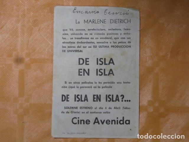 Cine: FOLLETO DE MANO DE ISLA EN ISLA - Foto 2