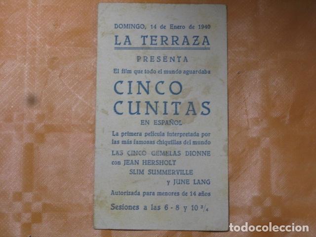 Cine: FOLLETO DE MANO CINCO CUNITAS - Foto 2