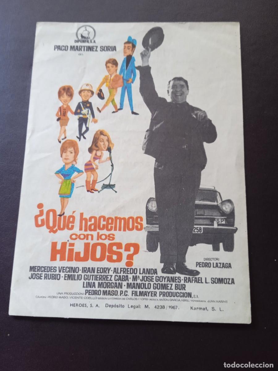 Folhetos de m&atilde;o de filmes antigos de cinema: Que hacemos con los hijos con publicidad Cine Domenech y Rubi Cinema Rubi Rubi