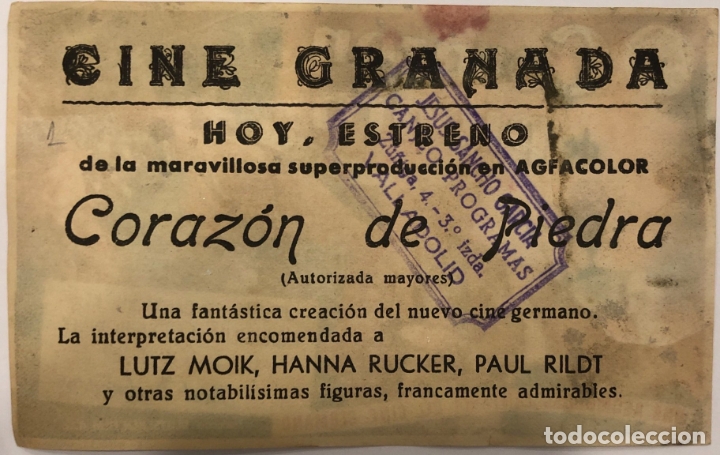 Cine: PROGRAMA DE CINE. CORAZ&Oacute;N DE PIEDRA. CON PUBLICIDAD - Foto 2