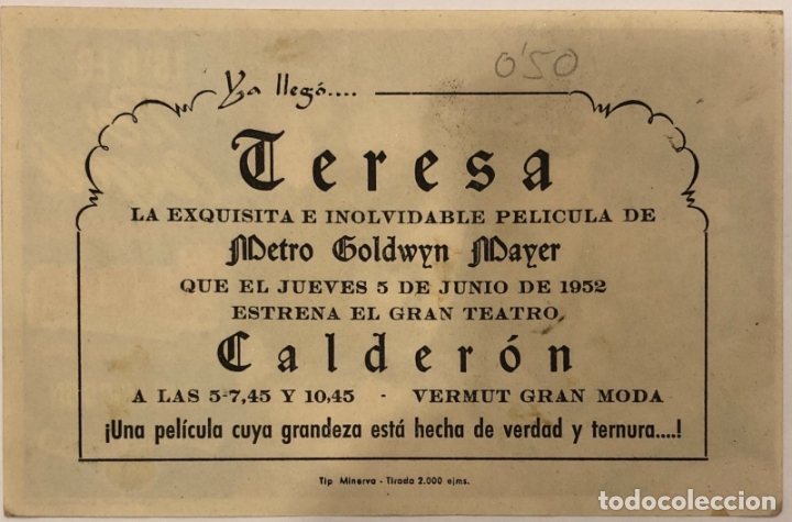 Cine: PROGRAMA DE CINE. TERESA. CON PUBLICIDAD - Foto 2